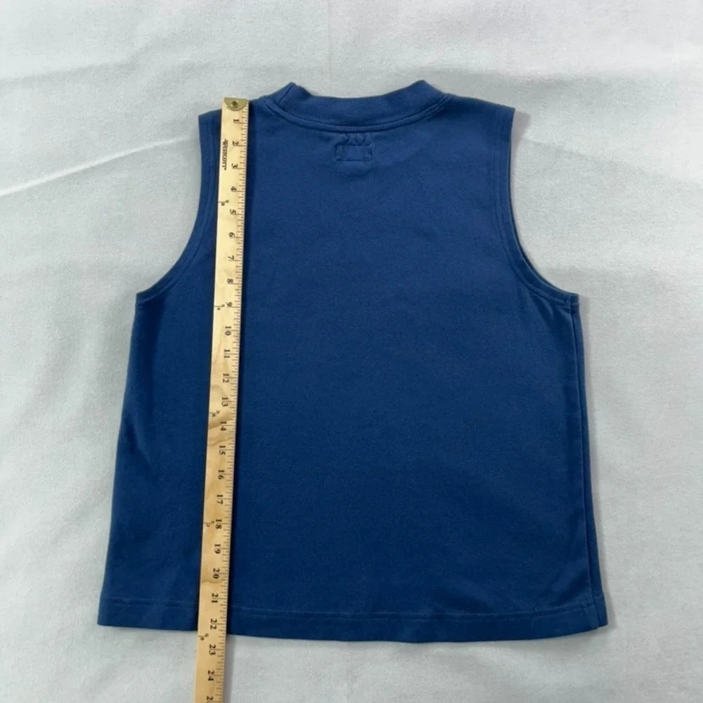 Pact Organic Cotton Mock Neck Shell Top Women Medium Blue Sleeveless Tank - Picture 8 of 9